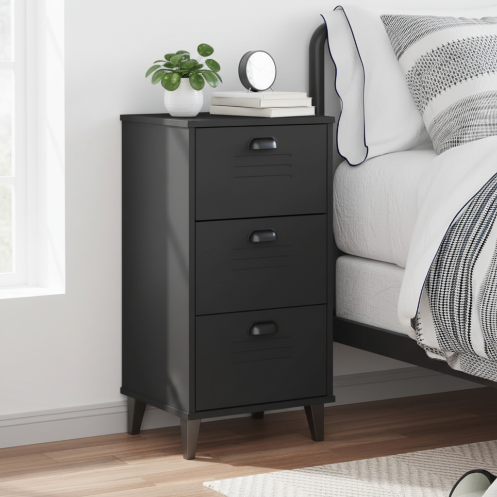 Zwart nachtkastje - Scandinavische slaapkamer