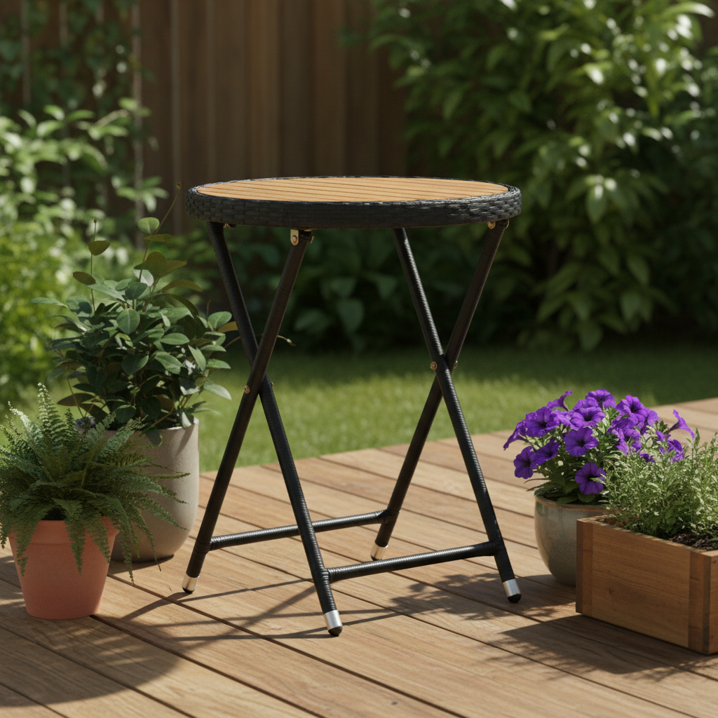 Zwart rotan tafeltje zonder mensen