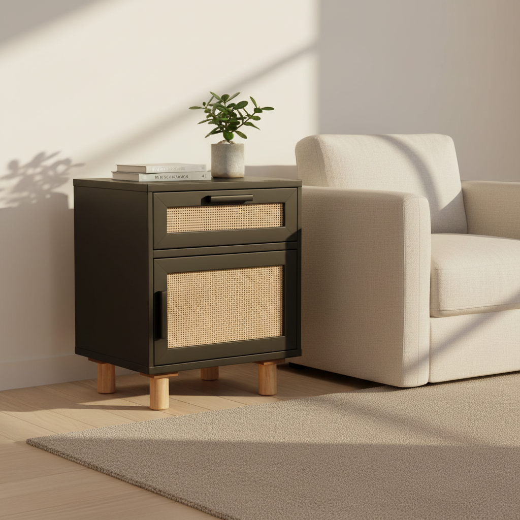 Zwart rotan woonkamer