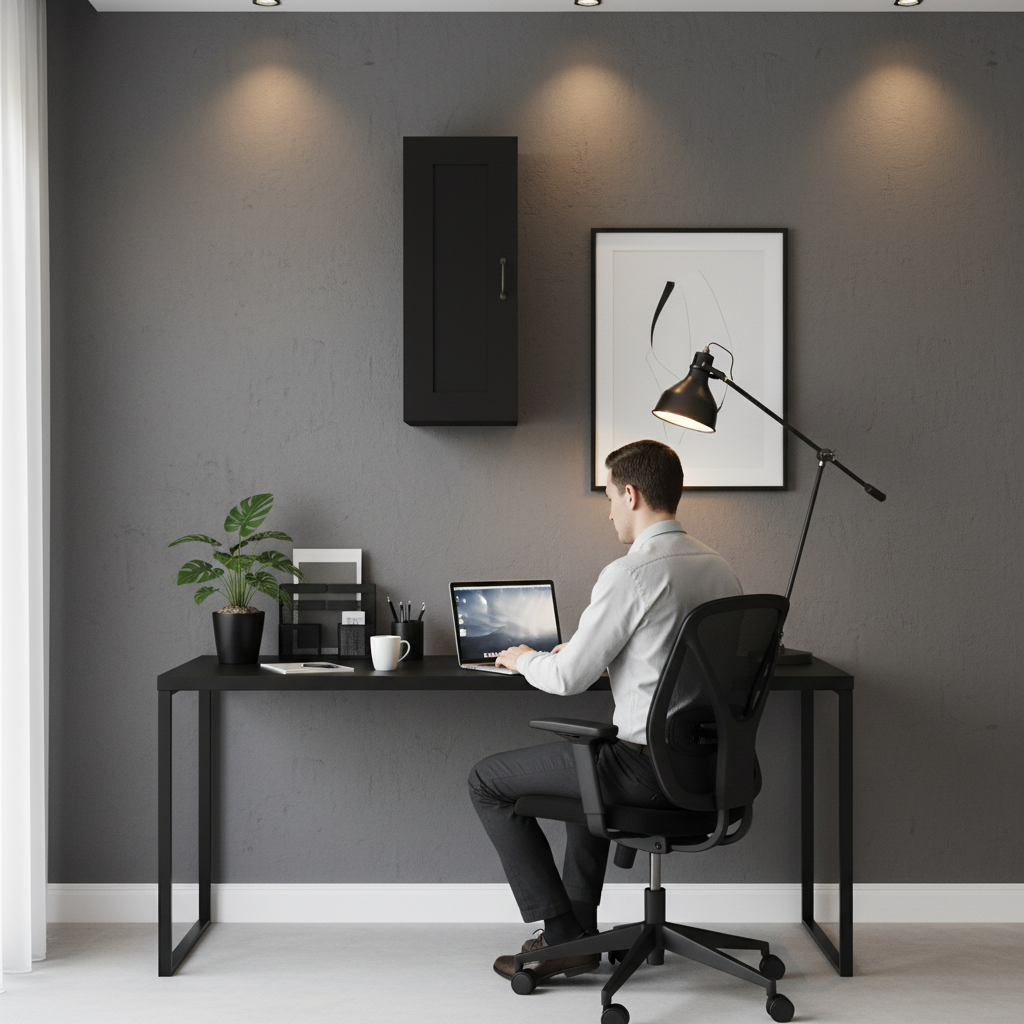 Zwarte hangkast in home office