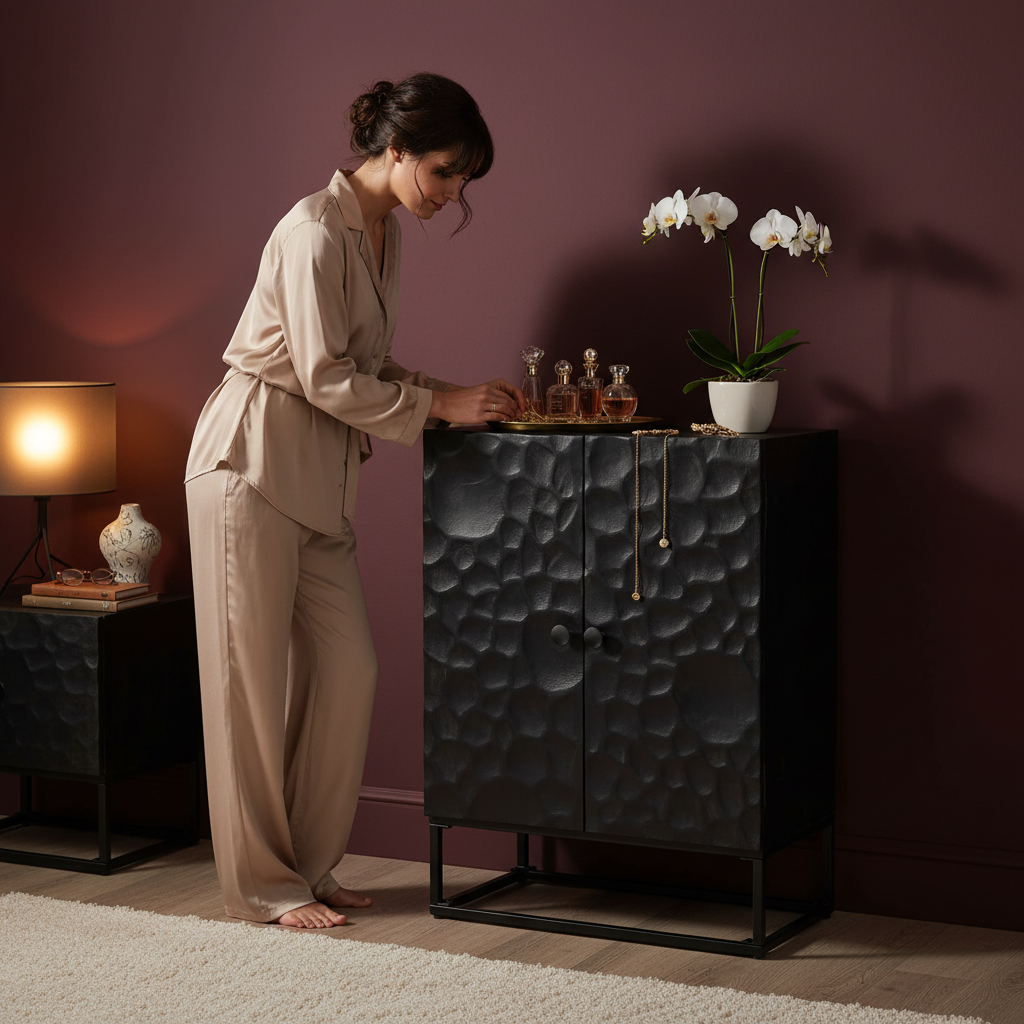 Zwarte kast in luxe slaapkamer