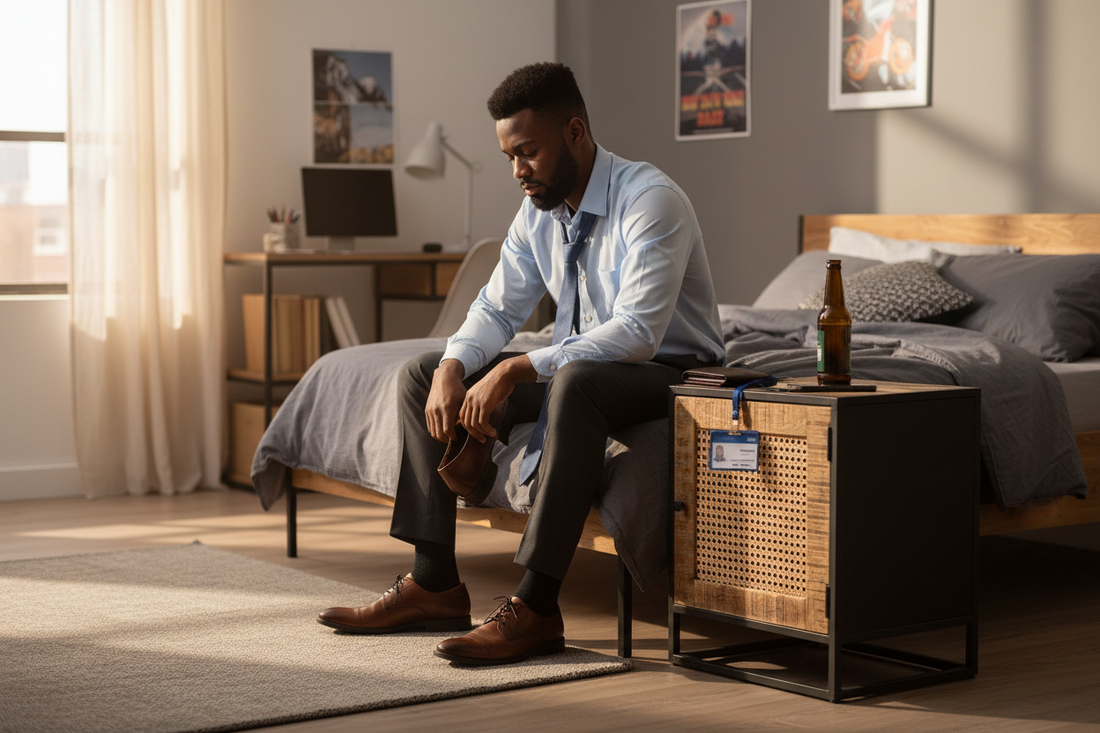 Zwarte man na werkweek vrijdagavond