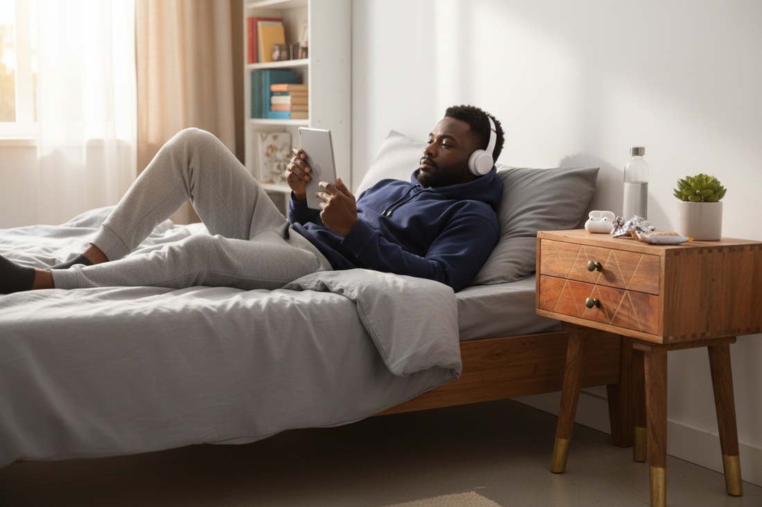 Zwarte man relaxt op zondagmiddag