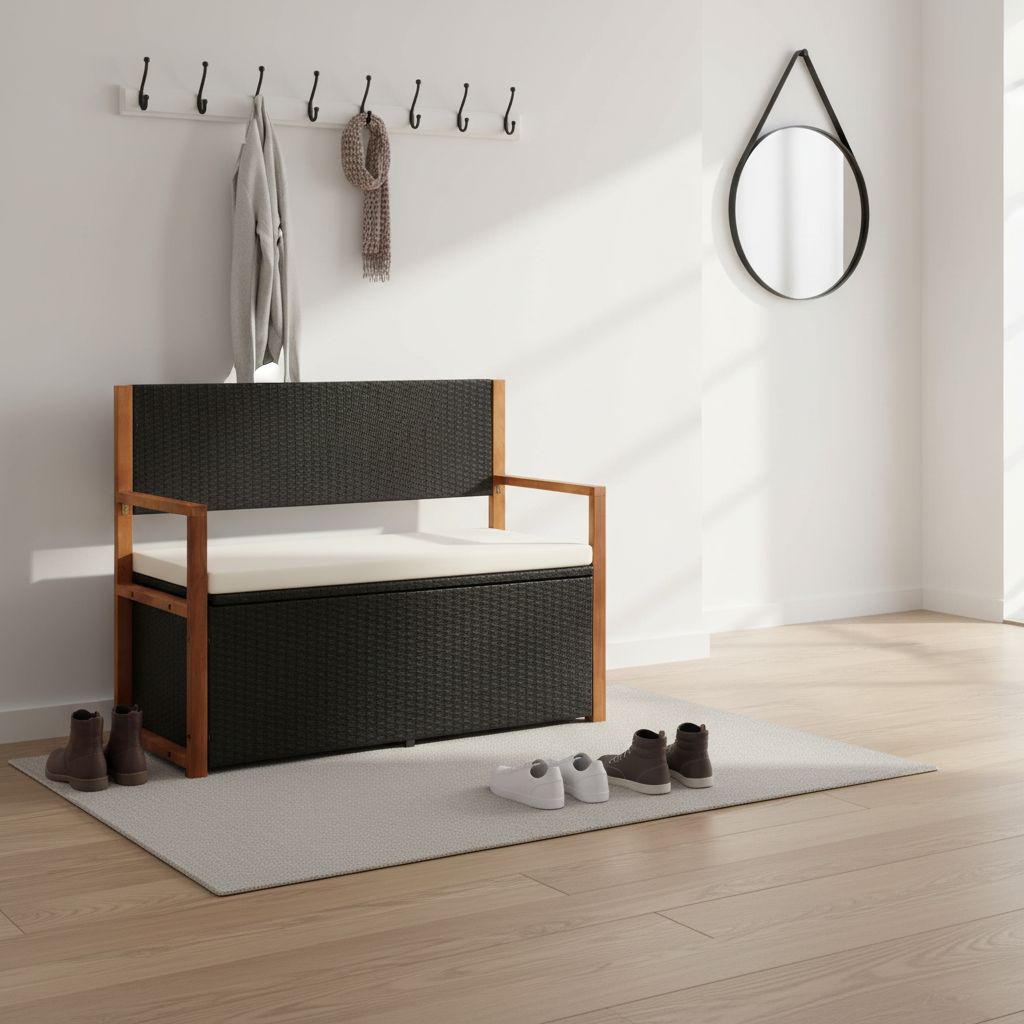 Zwarte opbergbank in moderne entree